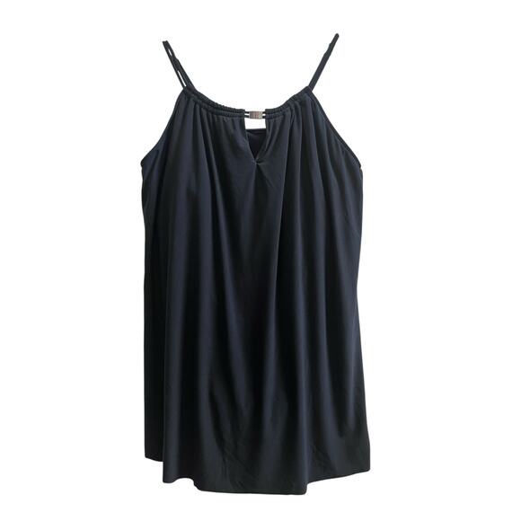 Aqua Green Black High Neck One Piece Attached Brief Swim Dress Plus Size 24 New - Picture 3 of 13